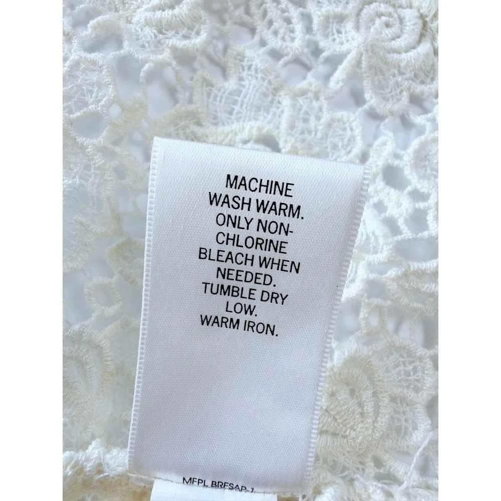 Banana Republic Crochet Vest Women XS Ivory Cotton Floral‎ Lace Open Front Boho